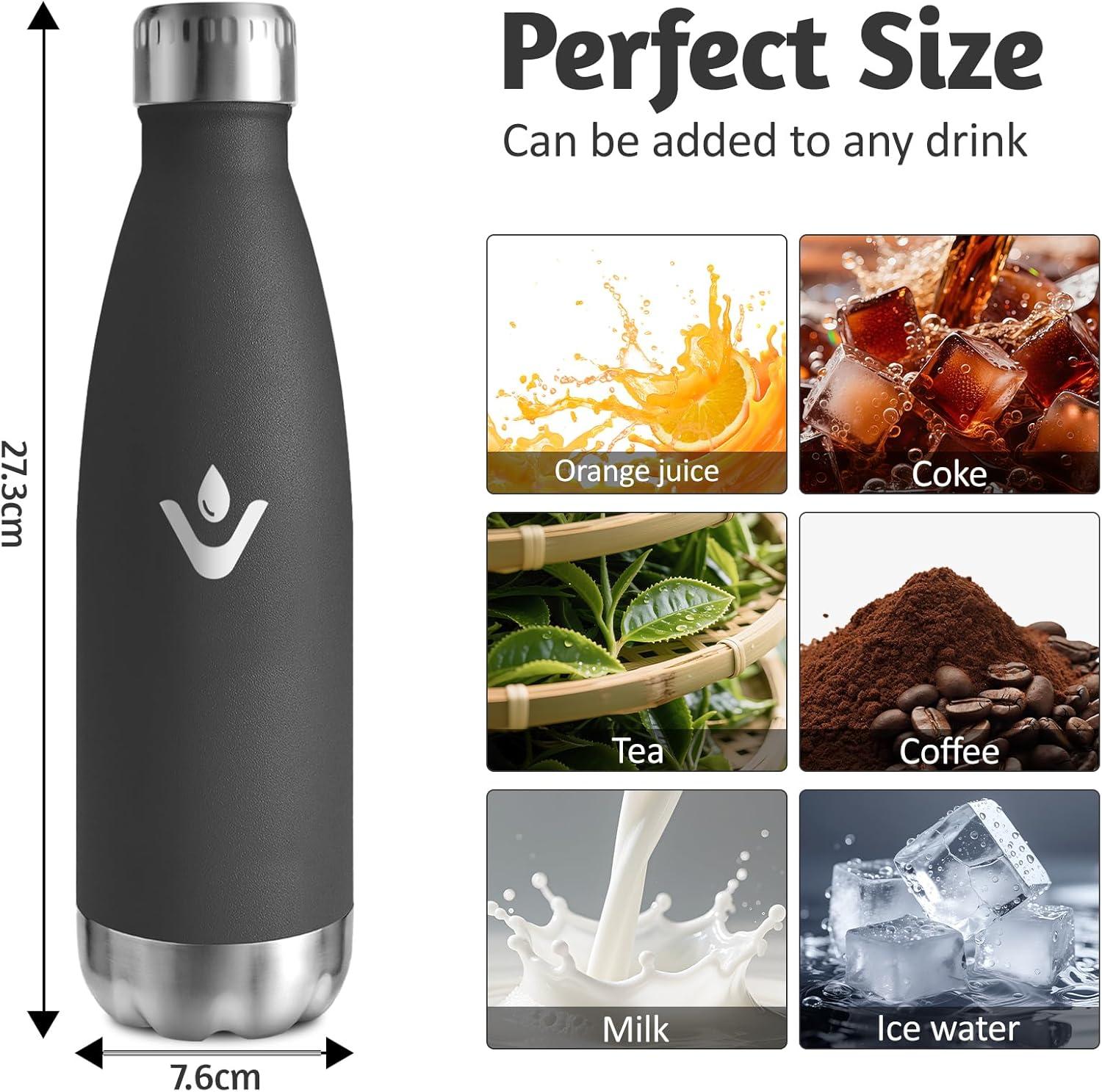 image:imageMotswedi Gourde Isotherme 500ml Gourde Inox Enfant 24h Froid ampamp 12h Chaud Thermos Isotherme sans BPA Rutilisable Bouteille deau pour Randonne Sport Fitness Gym Bleu CielNoir