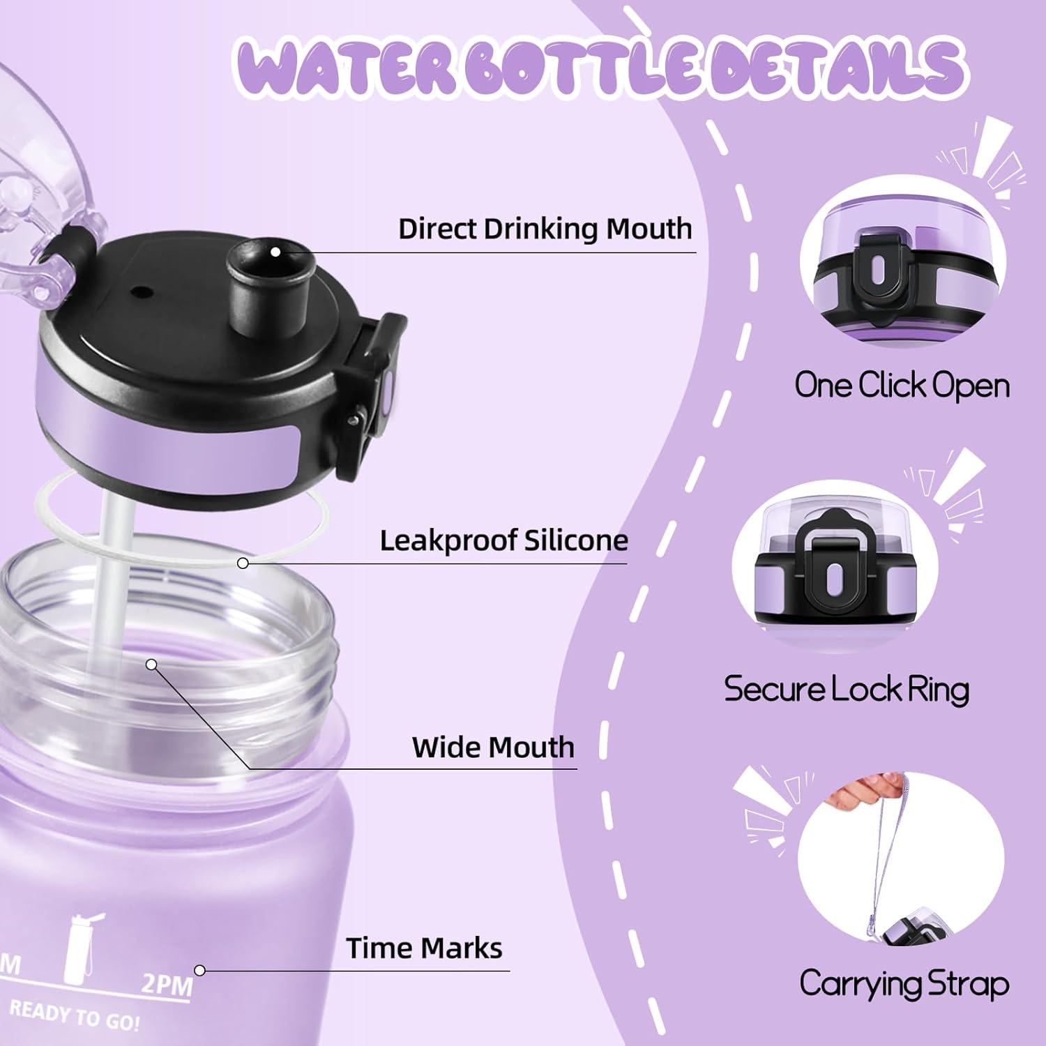 image:imageMotswedi Gourde Sport 500ml Anti Fuite Gourde Enfant Rutilisable Bouteille deau sans BPA Bouteille Reutilisable pour Adulte Randonne lcole Fitness Yoga Rose Rouge ampamp CyanViolet Clair Rose Clair