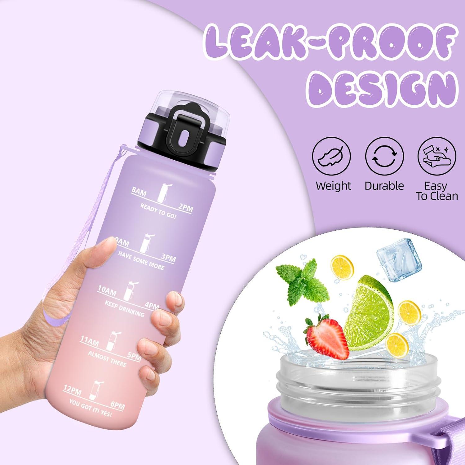image:imageMotswedi Gourde Sport 500ml Anti Fuite Gourde Enfant Rutilisable Bouteille deau sans BPA Bouteille Reutilisable pour Adulte Randonne lcole Fitness Yoga Rose Rouge ampamp CyanViolet Clair Rose Clair