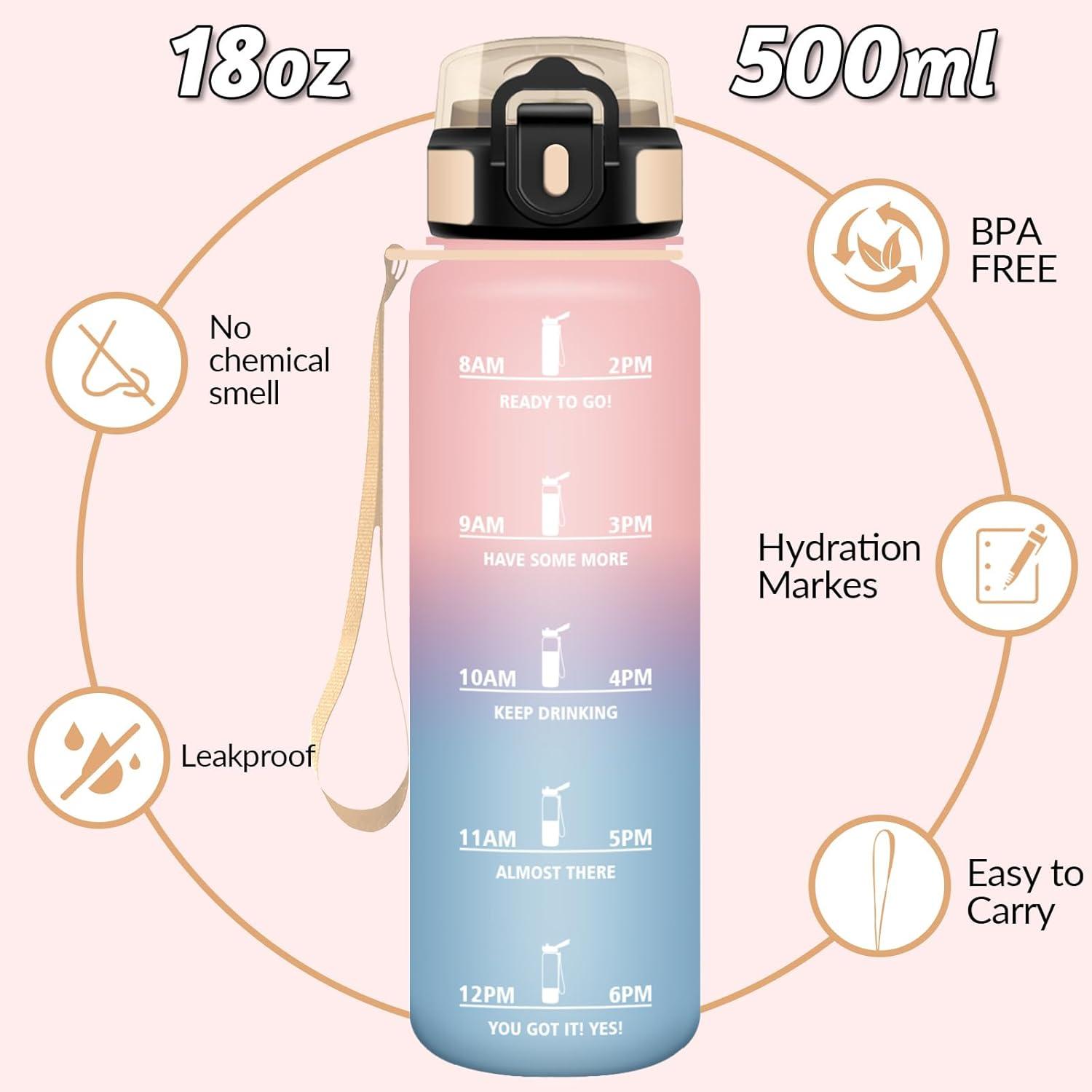 image:imageMotswedi Gourde Sport 500ml Anti Fuite Gourde Enfant Rutilisable Bouteille deau sans BPA Bouteille Reutilisable pour Adulte Randonne lcole Fitness Yoga Rose Rouge ampamp CyanRose Bleu Ciel