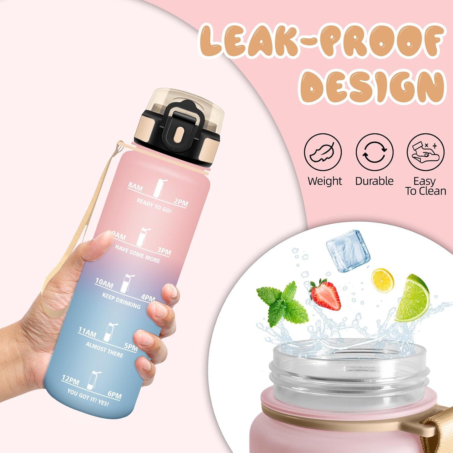 image:imageMotswedi Gourde Sport 500ml Anti Fuite Gourde Enfant Rutilisable Bouteille deau sans BPA Bouteille Reutilisable pour Adulte Randonne lcole Fitness Yoga Rose Rouge ampamp CyanRose Bleu Ciel