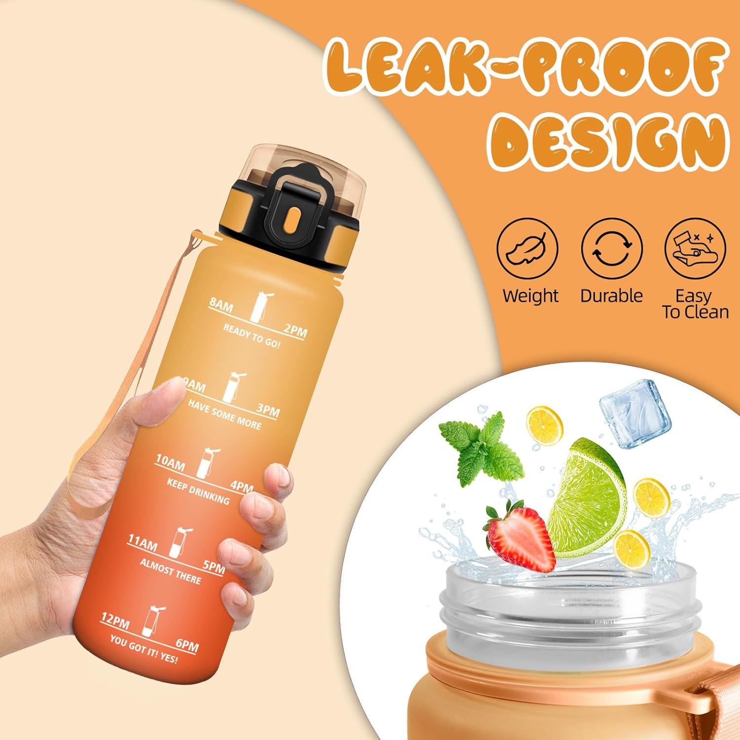 image:imageMotswedi Gourde Sport 500ml Anti Fuite Gourde Enfant Rutilisable Bouteille deau sans BPA Bouteille Reutilisable pour Adulte Randonne lcole Fitness Yoga Rose Rouge ampamp CyanJaune Orange