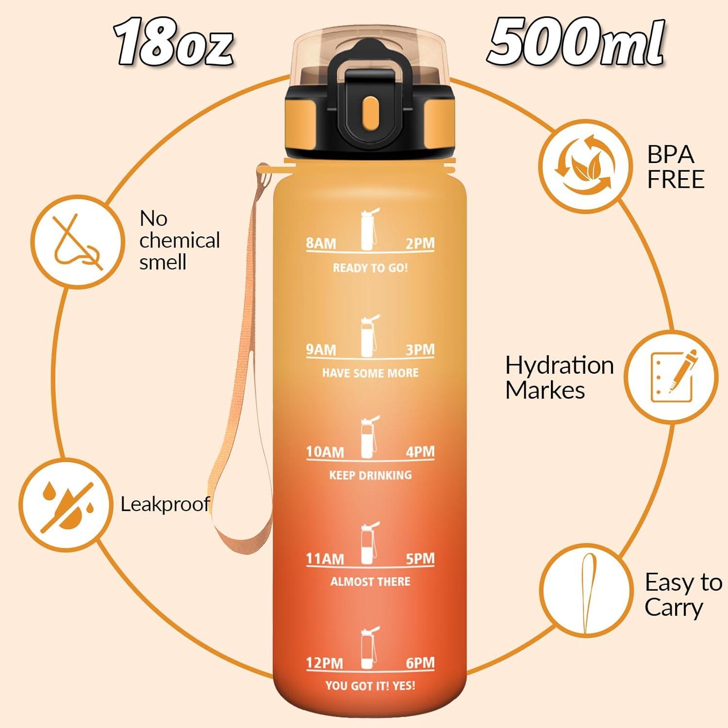 image:imageMotswedi Gourde Sport 500ml Anti Fuite Gourde Enfant Rutilisable Bouteille deau sans BPA Bouteille Reutilisable pour Adulte Randonne lcole Fitness Yoga Rose Rouge ampamp CyanJaune Orange