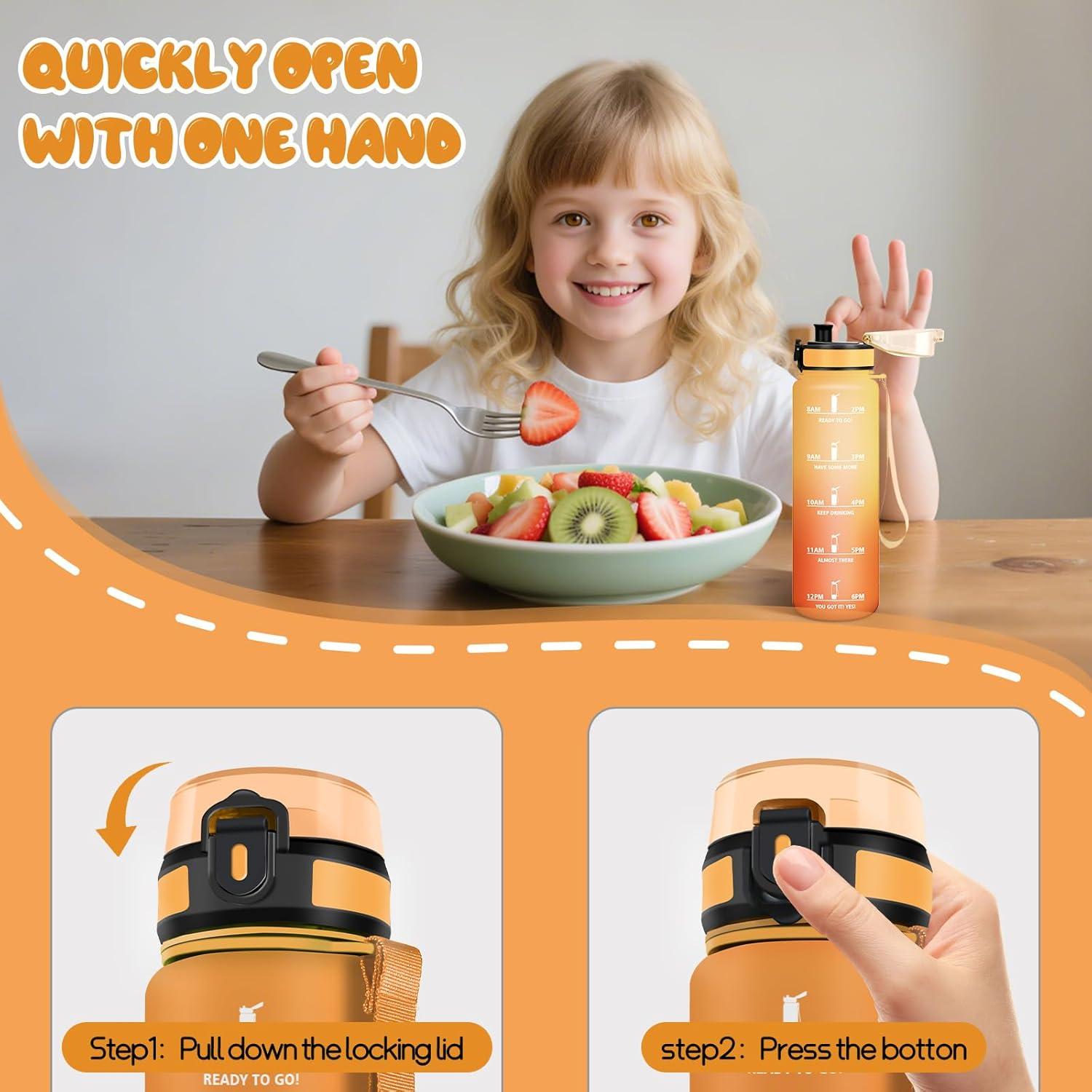 image:imageMotswedi Gourde Sport 500ml Anti Fuite Gourde Enfant Rutilisable Bouteille deau sans BPA Bouteille Reutilisable pour Adulte Randonne lcole Fitness Yoga Rose Rouge ampamp CyanJaune Orange