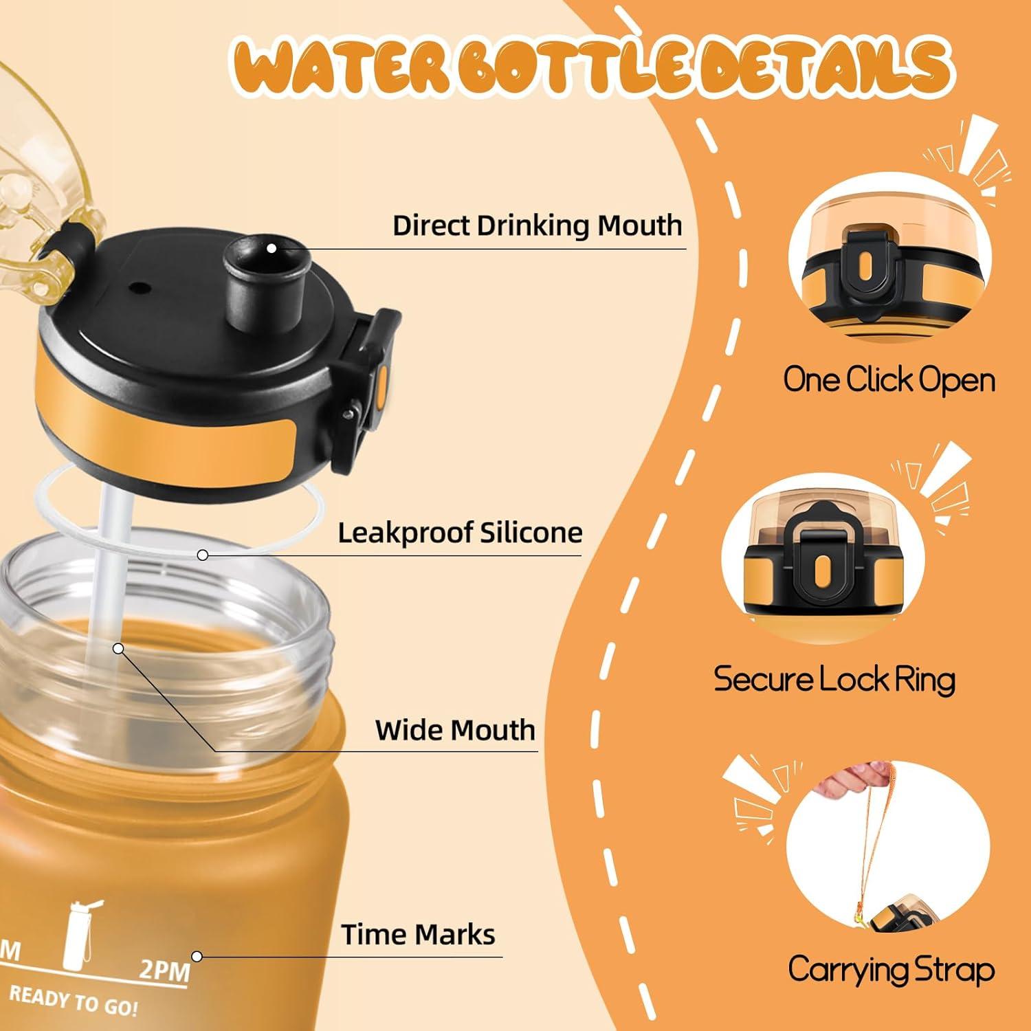 image:imageMotswedi Gourde Sport 500ml Anti Fuite Gourde Enfant Rutilisable Bouteille deau sans BPA Bouteille Reutilisable pour Adulte Randonne lcole Fitness Yoga Rose Rouge ampamp CyanJaune Orange
