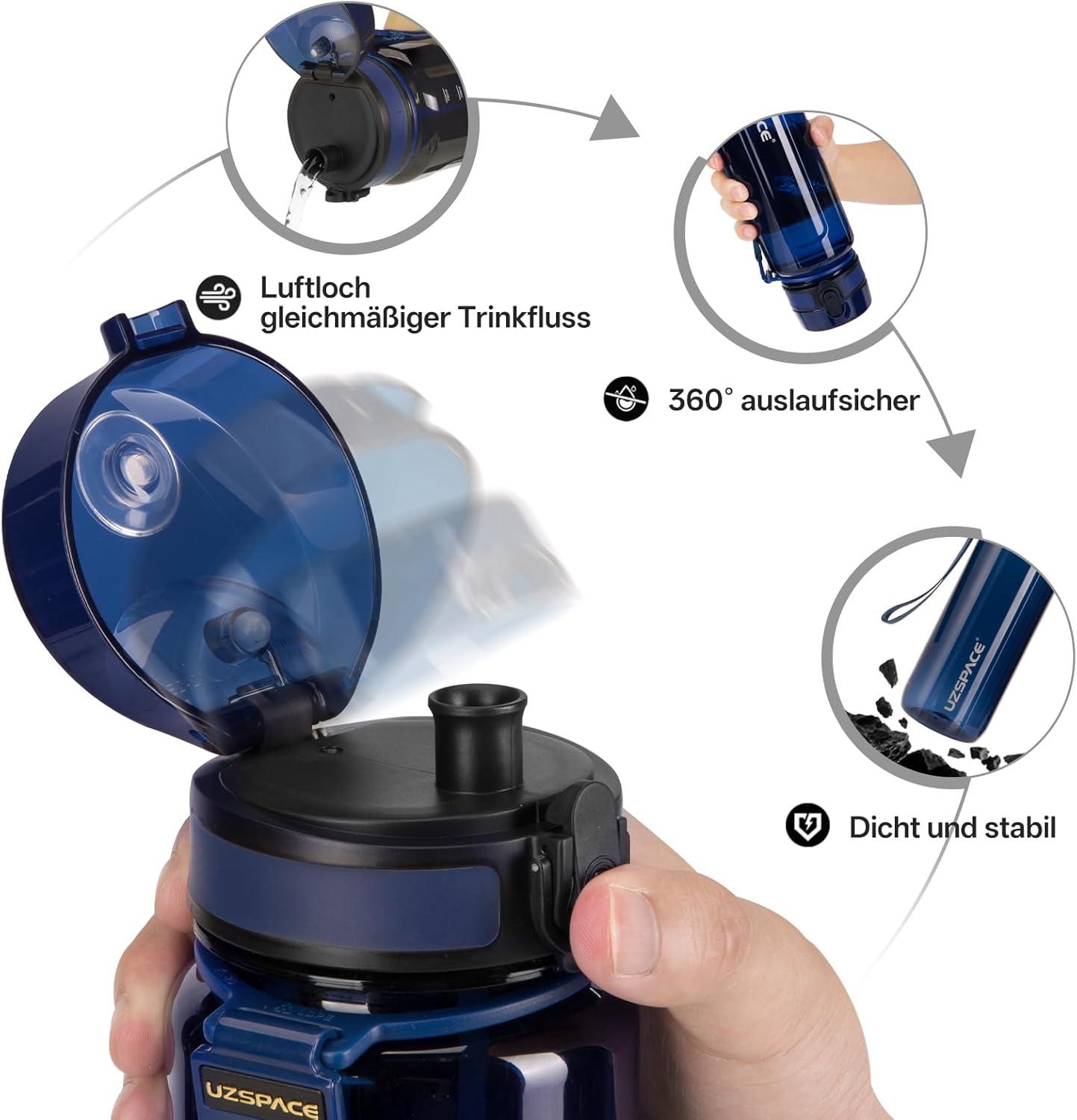 image:imageUZSPACE Gourde Sport 500ml750ml950ml Gourde Sans BPA tanche Pour Vlo Fitness ExtrieurBleu