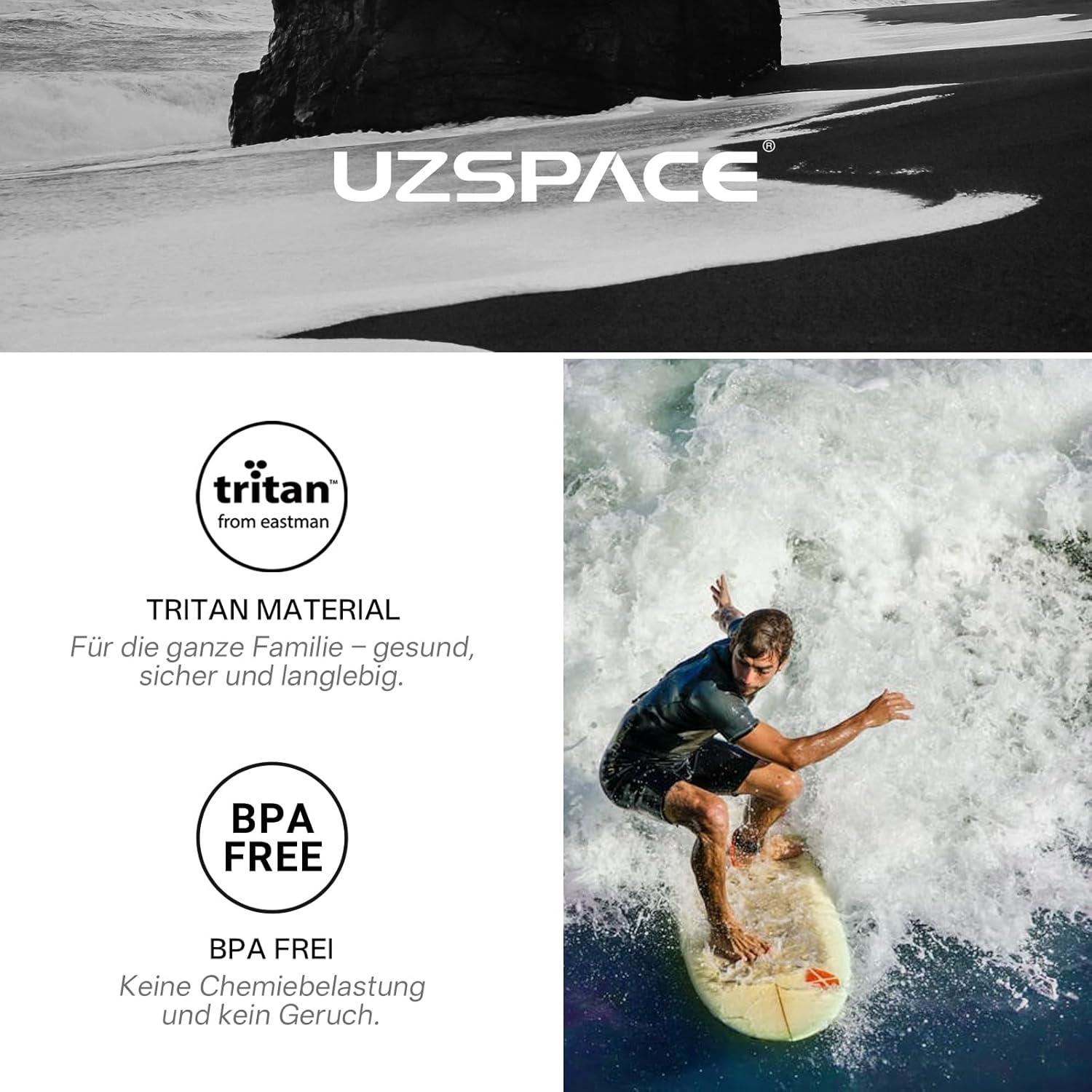 image:imageUZSPACE Gourde Sport 500ml750ml950ml Gourde Sans BPA tanche Pour Vlo Fitness ExtrieurBleu