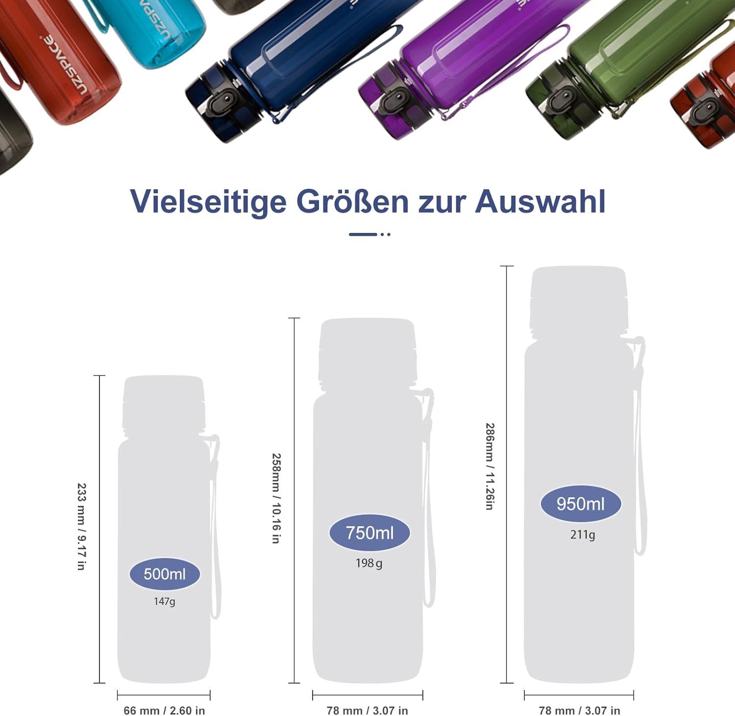 image:imageUZSPACE Gourde Sport 500ml750ml950ml Gourde Sans BPA tanche Pour Vlo Fitness ExtrieurBleu