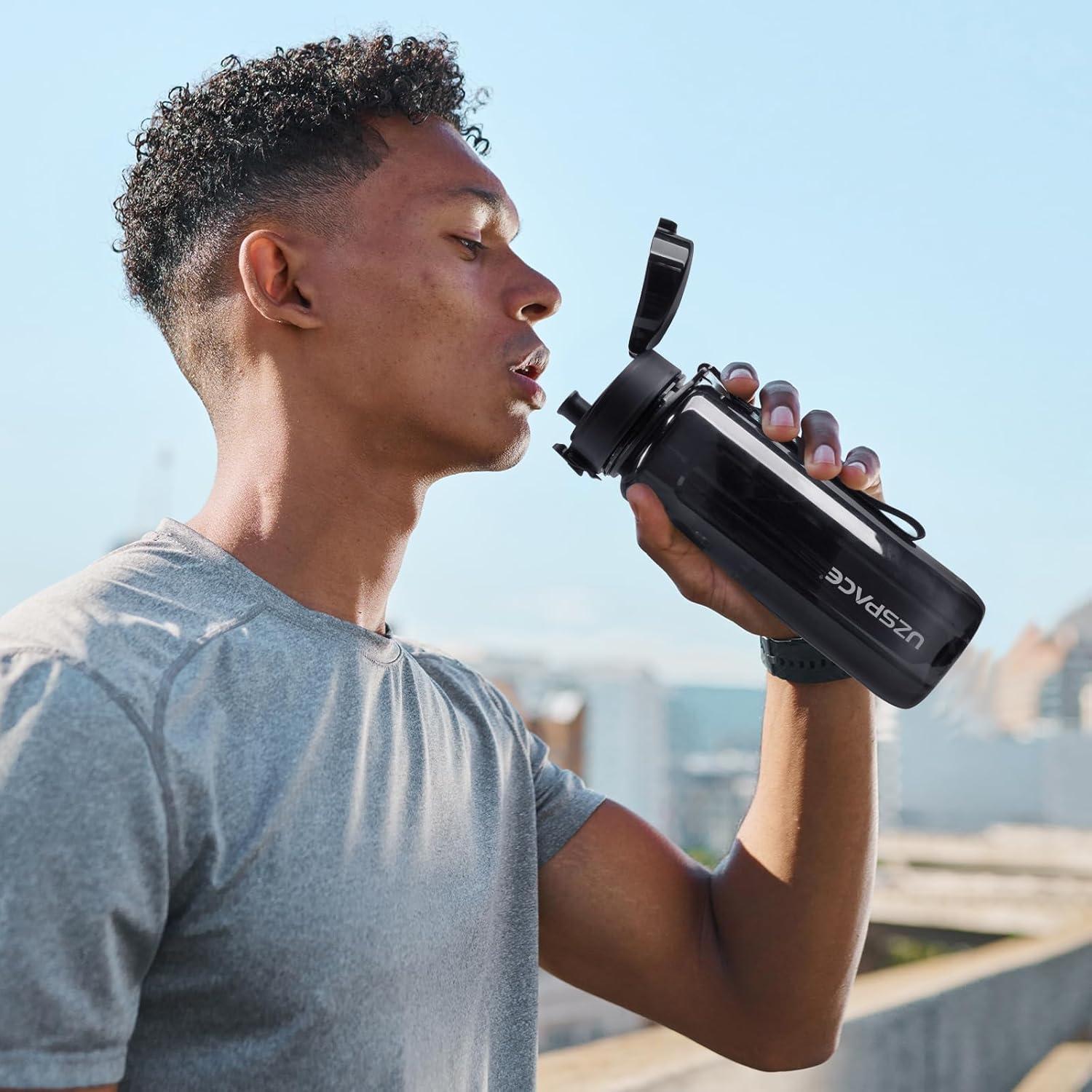 image:imageUZSPACE Gourde Sport 500ml750ml950ml Gourde Sans BPA tanche Pour Vlo Fitness ExtrieurNoir