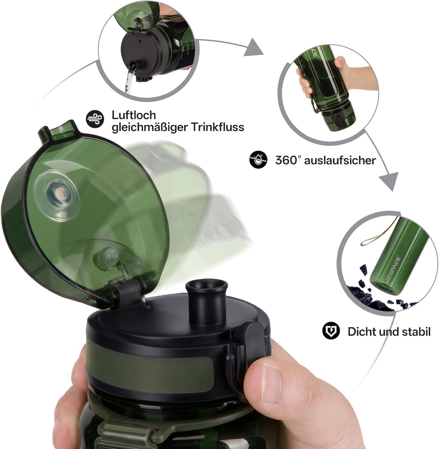 image:imageUZSPACE Gourde Sport 500ml750ml950ml Gourde Sans BPA tanche Pour Vlo Fitness ExtrieurVert