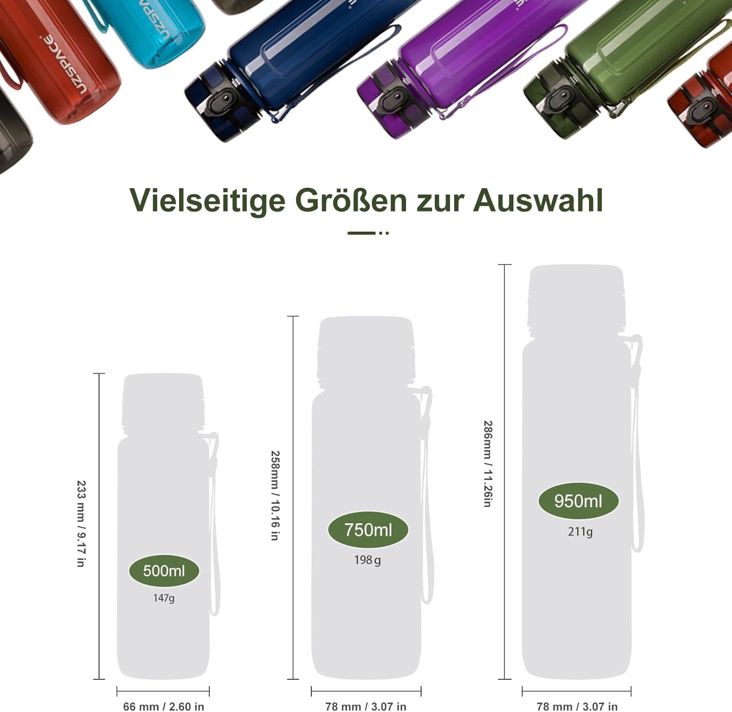 image:imageUZSPACE Gourde Sport 500ml750ml950ml Gourde Sans BPA tanche Pour Vlo Fitness ExtrieurVert