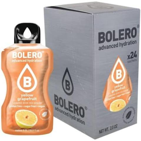 image:imageBolero YELLOW GRAPEFRUIT 24x3g Jus en poudre sans sucre dulcor la stvia vitamine C pour enfants et sportifs sans gluten vgtalien saveur de pamplemousse jaune