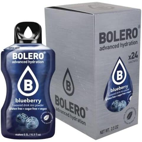 image:imageBolro BLUEBERRY 24x3g Jus en poudre sans sucre dulcor la stvia vitamine C pour enfants et sportifs sans gluten vgtalien saveur myrtille