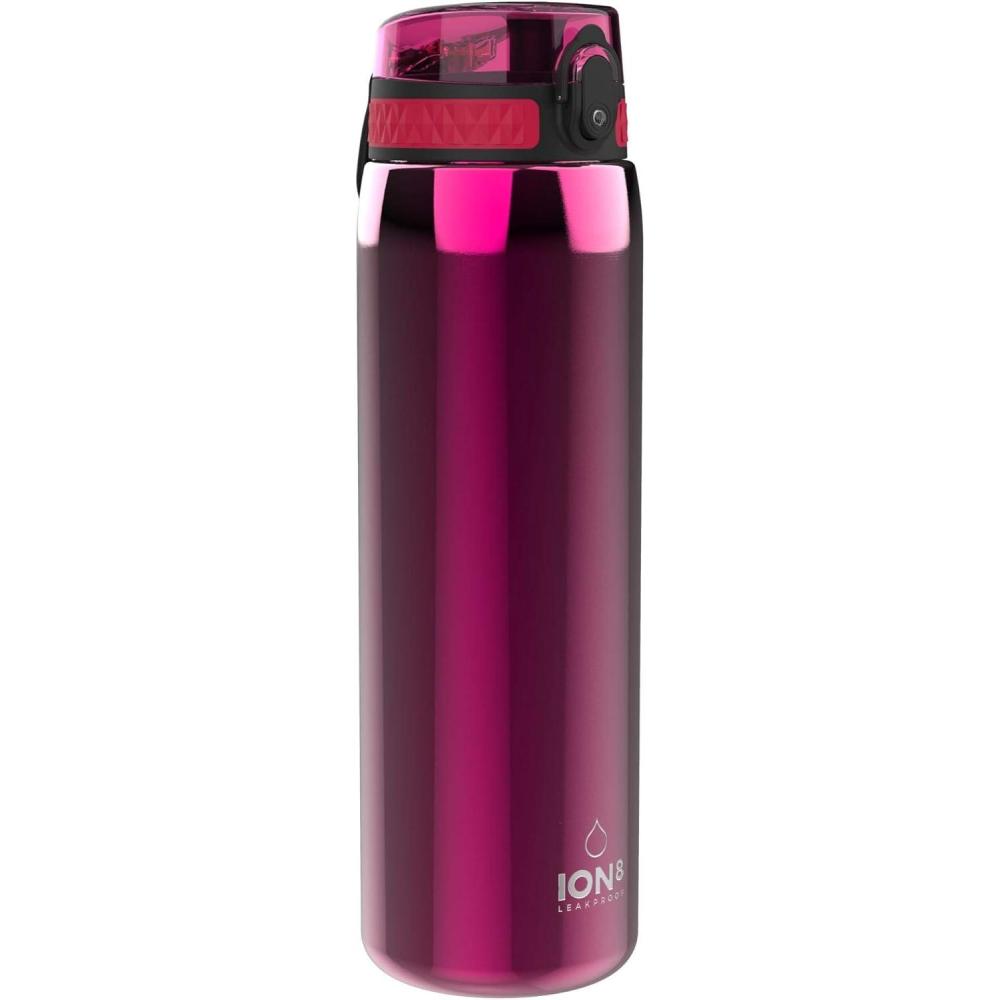 image:imageION8 Gourde Inox Lger 1 Litre Non Isol AntiFuite Facile Ouvrir Verrouillage Scuris Lavable au LaveVaisselle Poigne de Transport Acier Inoxydable 1200ml Bleu Marine CendrRose