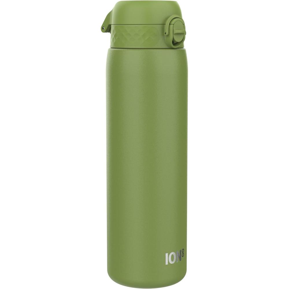 image:imageION8 Gourde Inox Lger 1 Litre Non Isol AntiFuite Facile  Ouvrir Verrouillage Scuris Lavable au LaveVaisselle Poigne de Transport Acier Inoxydable 1200ml Bleu Marine CendrVert Kaki