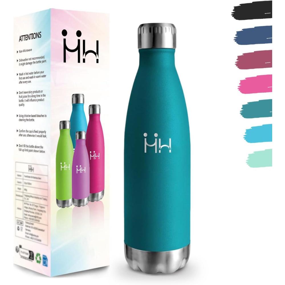 image:imageMotswedi Gourde Isotherme 500ml Gourde Inox Enfant 24h Froid ampamp 12h Chaud Thermos Isotherme sans BPA Rutilisable Bouteille deau pour Randonne Sport Fitness Gym Bleu CielVert Mousse500ml