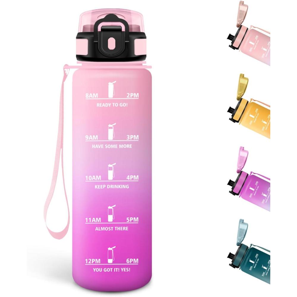 image:imageMotswedi Gourde Sport 500ml Anti Fuite Gourde Enfant Rutilisable Bouteille deau sans BPA Bouteille Reutilisable pour Adulte Randonne lcole Fitness Yoga Rose Rouge ampamp CyanRose Clair Rose Rouge
