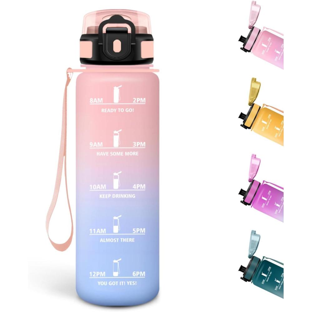image:imageMotswedi Gourde Sport 500ml Anti Fuite Gourde Enfant Rutilisable Bouteille deau sans BPA Bouteille Reutilisable pour Adulte Randonne lcole Fitness Yoga Rose Rouge ampamp CyanRose Bleu Ciel
