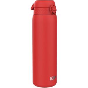 ION8 Gourde Inox Léger 1 Litre, Non Isolé, Anti-Fuite, Facile à Ouvrir, Verrouillage Sécurisé, Lavable au Lave-Vaisselle, Poignée de Transport, Acier Inoxydable, 1200ml, Bleu Marine Cendré(Rouge)