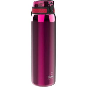 ION8 Gourde Inox Léger 1 Litre, Non Isolé, Anti-Fuite, Facile à Ouvrir, Verrouillage Sécurisé, Lavable au Lave-Vaisselle, Poignée de Transport, Acier Inoxydable, 1200ml, Bleu Marine Cendré(Rose)