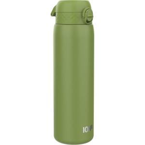 ION8 Gourde Inox Léger 1 Litre, Non Isolé, Anti-Fuite, Facile à Ouvrir, Verrouillage Sécurisé, Lavable au Lave-Vaisselle, Poignée de Transport, Acier Inoxydable, 1200ml, Bleu Marine Cendré(Vert Kaki)