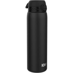 ION8 Gourde Inox Léger 1 Litre, Non Isolé, Anti-Fuite, Facile à Ouvrir, Verrouillage Sécurisé, Lavable au Lave-Vaisselle, Poignée de Transport, Acier Inoxydable, 1200ml, Bleu Marine Cendré(Noir)