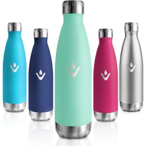 Motswedi Gourde Isotherme, 500ml, Gourde Inox Enfant, 24h Froid & 12h Chaud, Thermos Isotherme, sans BPA, Réutilisable, Bouteille d&rsquo;eau, pour Randonnée, Sport, Fitness, Gym, Bleu Ciel(Bleu Vert)