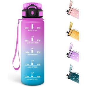 Motswedi Gourde Sport, 500ml Anti Fuite, Gourde Enfant, Réutilisable, Bouteille d&rsquo;eau, sans BPA, Bouteille Reutilisable, pour Adulte, Randonnée, l&rsquo;école, Fitness, Yoga, Rose Rouge & Cyan(Rose Rouge & Cyan)