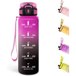 Motswedi Gourde Sport, 500ml Anti Fuite, Gourde Enfant, Réutilisable, Bouteille d&rsquo;eau, sans BPA, Bouteille Reutilisable, pour Adulte, Randonnée, l&rsquo;école, Fitness, Yoga, Rose Rouge & Cyan(Violet Rouge & Noir)