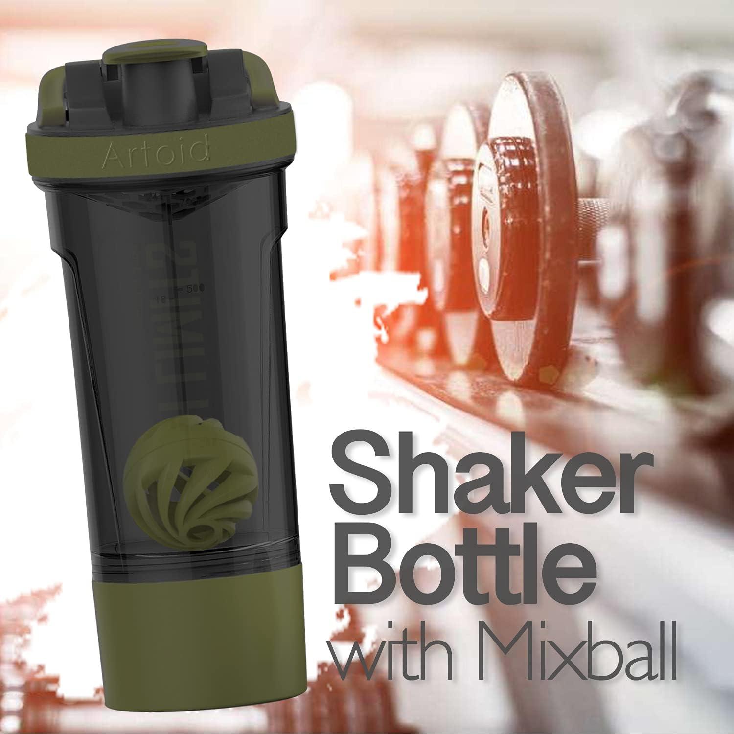 image:imageArtoid Mode Shaker Protines Avec compartiment poudre Boissons sportives Lavage la main RoseVert 720ml tamis Boule en Spirale Organisateur 200ml Complments alimentaires Sans BPANoirVert Mousse