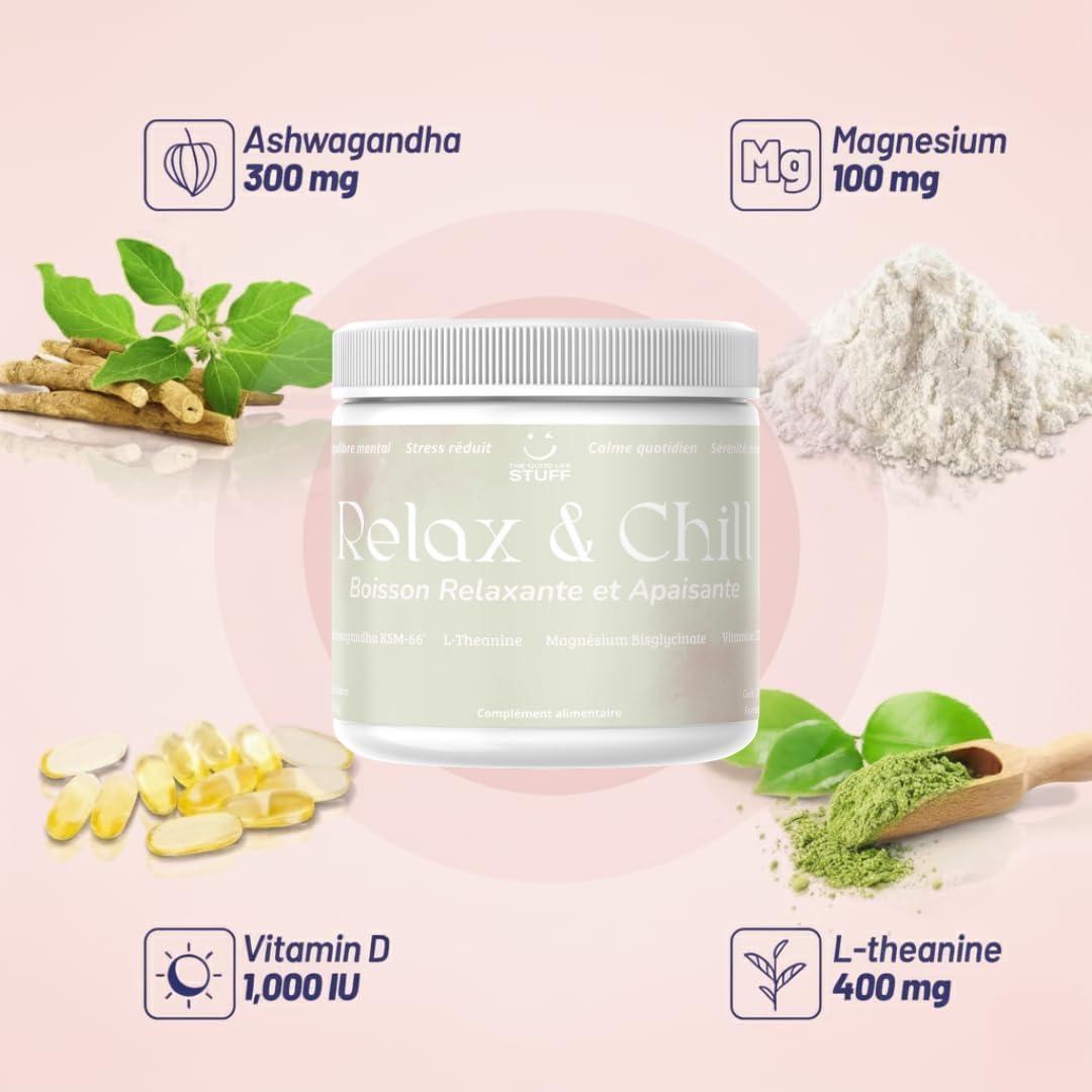 image:imageAshwagandha KSM66 Boisson AntiStress ampamp CortisolMagnesium Bisglycinate pour la Relaxation ampamp le SommeilVitamine dL TheanineVeganSans Gluten Sucre OGMLimonade la framboise30 dosesAdulteAdo