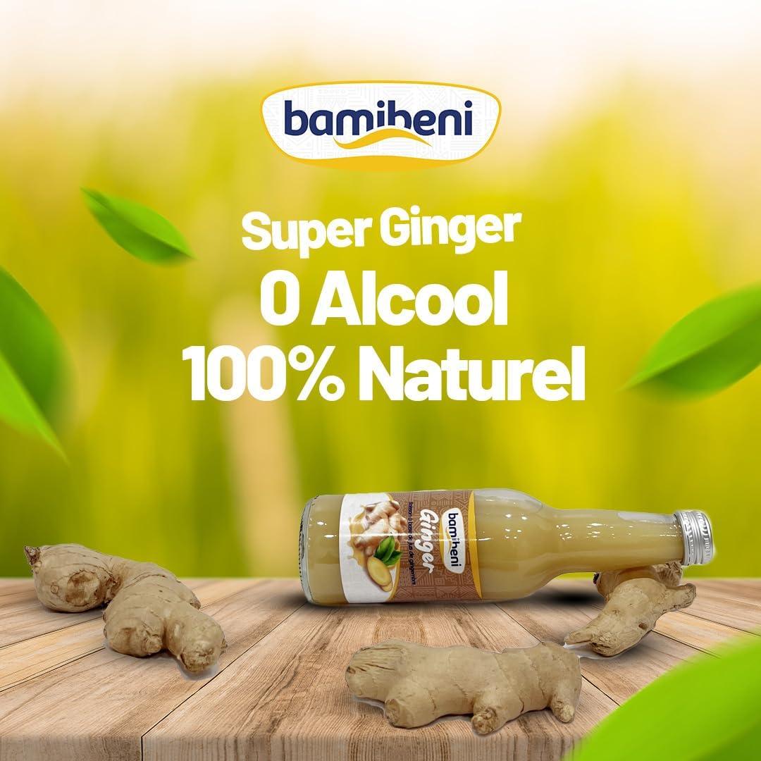 image:imageBAMIBENI Jus de gingembre concentr 12x330 ml Made in France Boisson tropicale peu sucre Sans alcool 100 naturelle et sans additifs artificiels