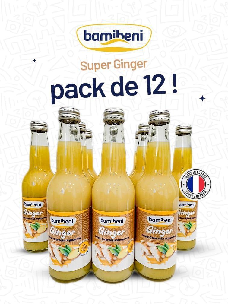 image:imageBAMIBENI Jus de gingembre concentr 12x330 ml Made in France Boisson tropicale peu sucre Sans alcool 100 naturelle et sans additifs artificiels