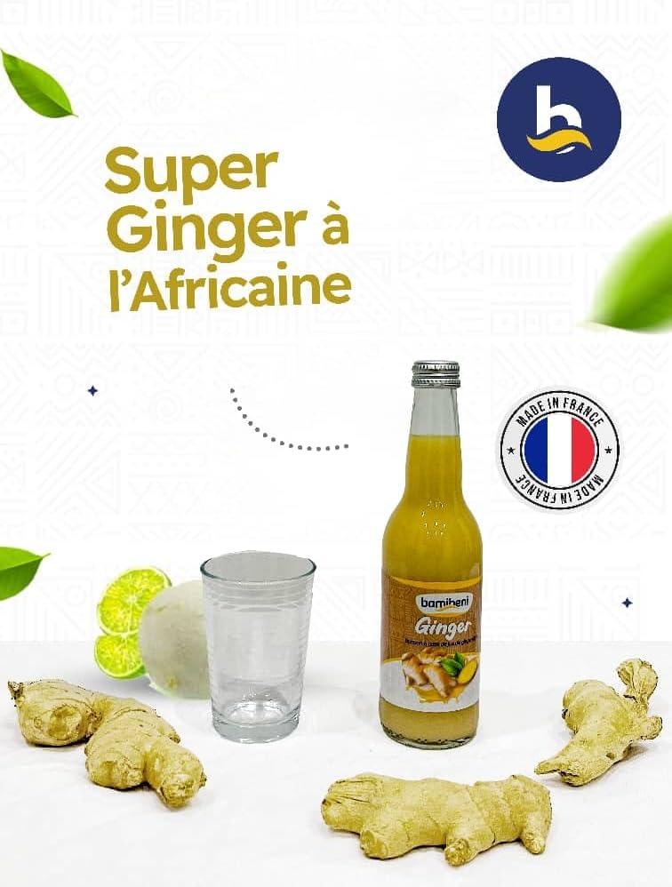 image:imageBAMIBENI Jus de gingembre concentr 12x330 ml Made in France Boisson tropicale peu sucre Sans alcool 100 naturelle et sans additifs artificiels