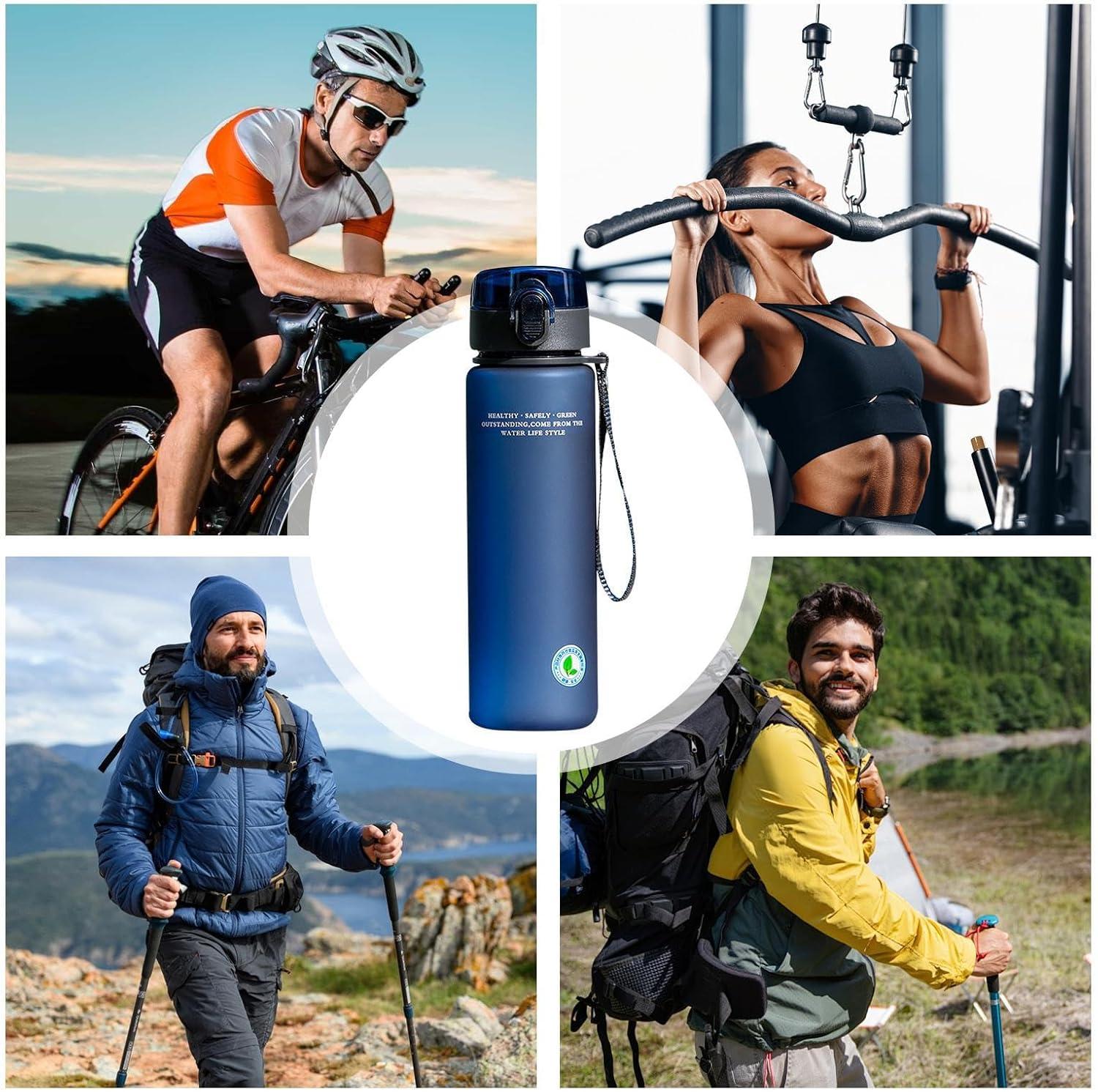 image:imageBouteille deau de sport pour bouteille deau sportive Leafproof 800 ml grande capacit bouteille pourConteneurs de boissons pour sports et en plein air femmes hommesBleu