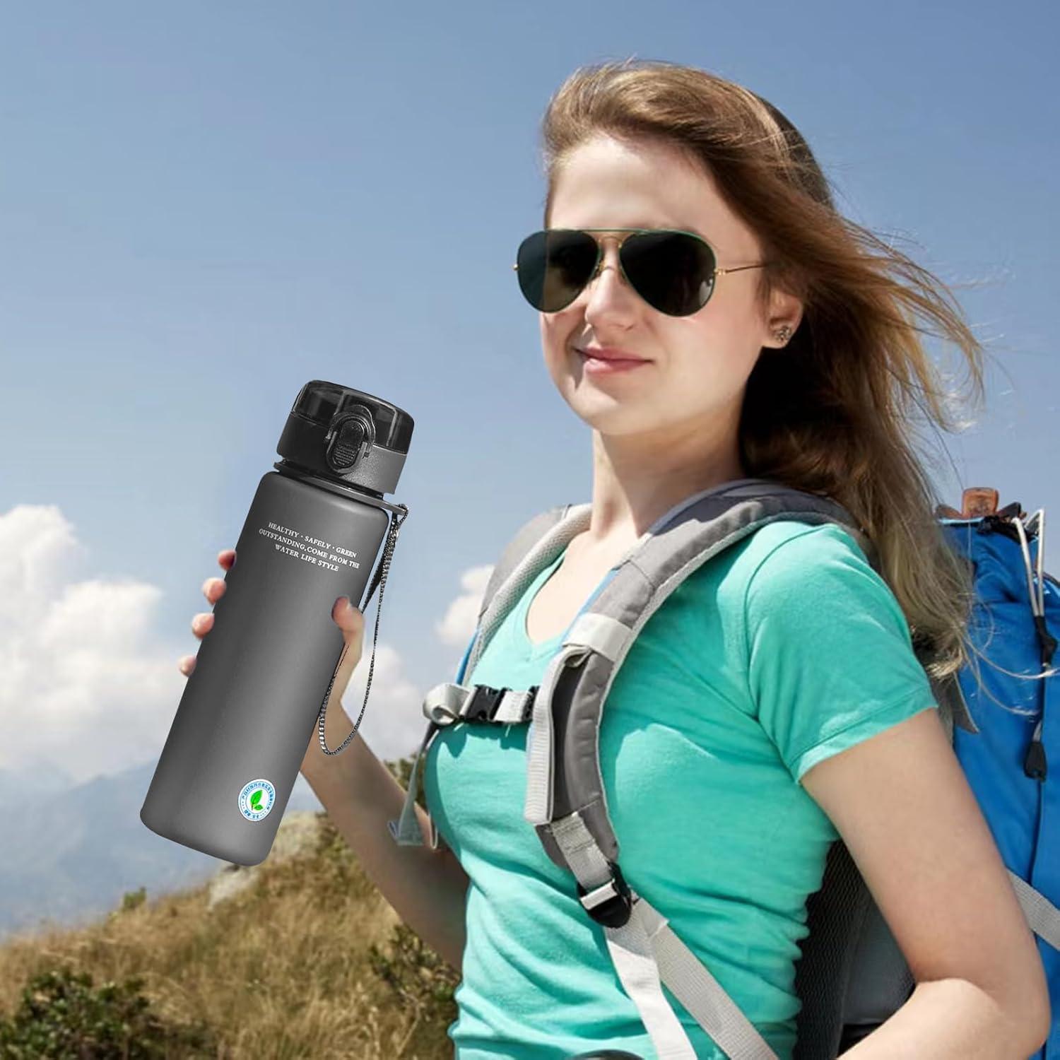 image:imageBouteille deau de sport pour bouteille deau sportive Leafproof 800 ml grande capacit bouteille pourConteneurs de boissons pour sports et en plein air femmes hommesGris
