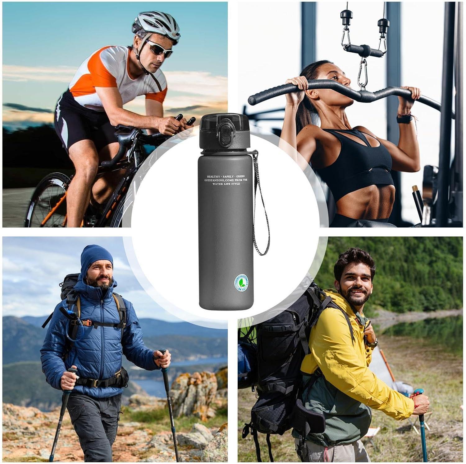 image:imageBouteille deau de sport pour bouteille deau sportive Leafproof 800 ml grande capacit bouteille pourConteneurs de boissons pour sports et en plein air femmes hommesGris