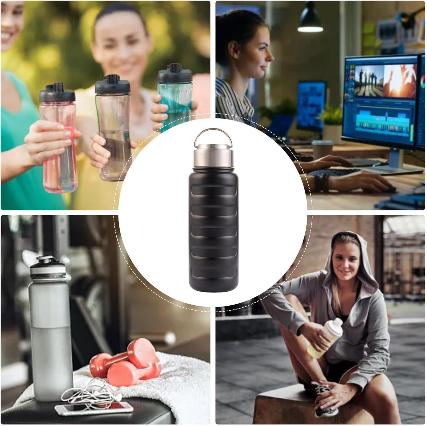 image:imageBouteille deau en acier inoxydable bouteille deau isole Acier inoxydable de boisson sportive Bouteille isole tanche la fuite portable de 34 oz pour la salle de sport deNoir