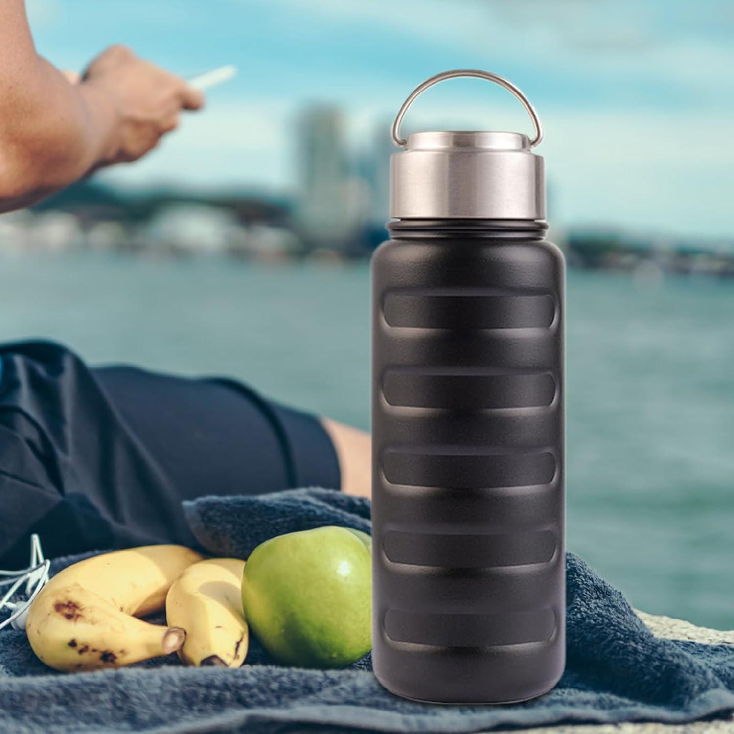 image:imageBouteille deau en acier inoxydable bouteille deau isole Acier inoxydable de boisson sportive Bouteille isole tanche la fuite portable de 34 oz pour la salle de sport deNoir