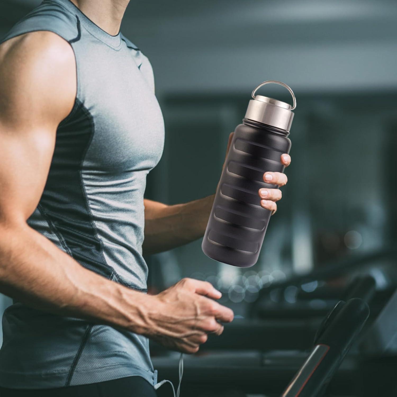 image:imageBouteille deau en acier inoxydable bouteille deau isole Acier inoxydable de boisson sportive Bouteille isole tanche la fuite portable de 34 oz pour la salle de sport deNoir