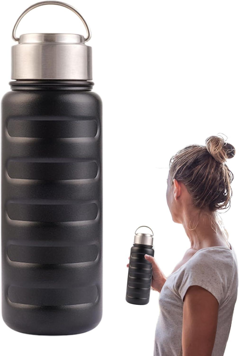 image:imageBouteille deau en acier inoxydable bouteille deau isole Acier inoxydable de boisson sportive Bouteille isole tanche la fuite portable de 34 oz pour la salle de sport deNoir
