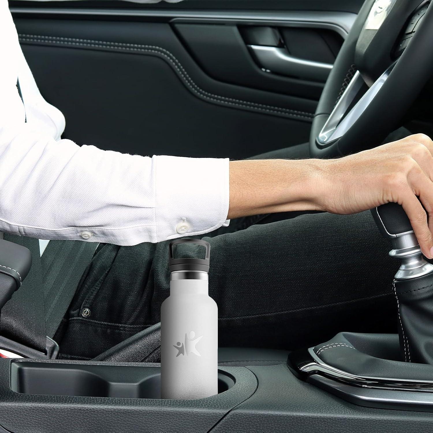 image:imageBouteille deau isotherme en acier inoxydable sans BPA pour le sport le camping et la randonne 1 lBlancnoir