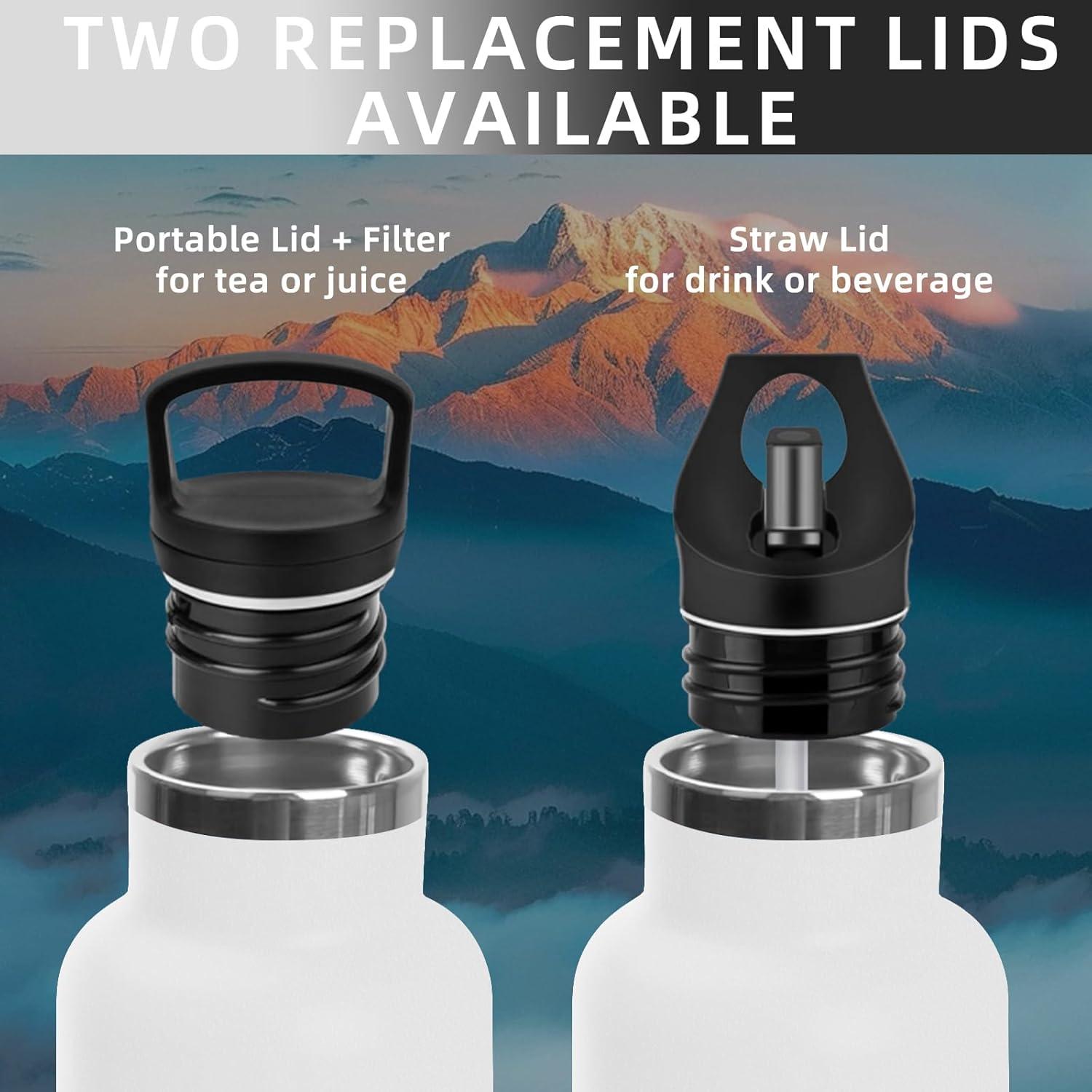 image:imageBouteille deau isotherme en acier inoxydable sans BPA pour le sport le camping et la randonne 1 lBlancnoir