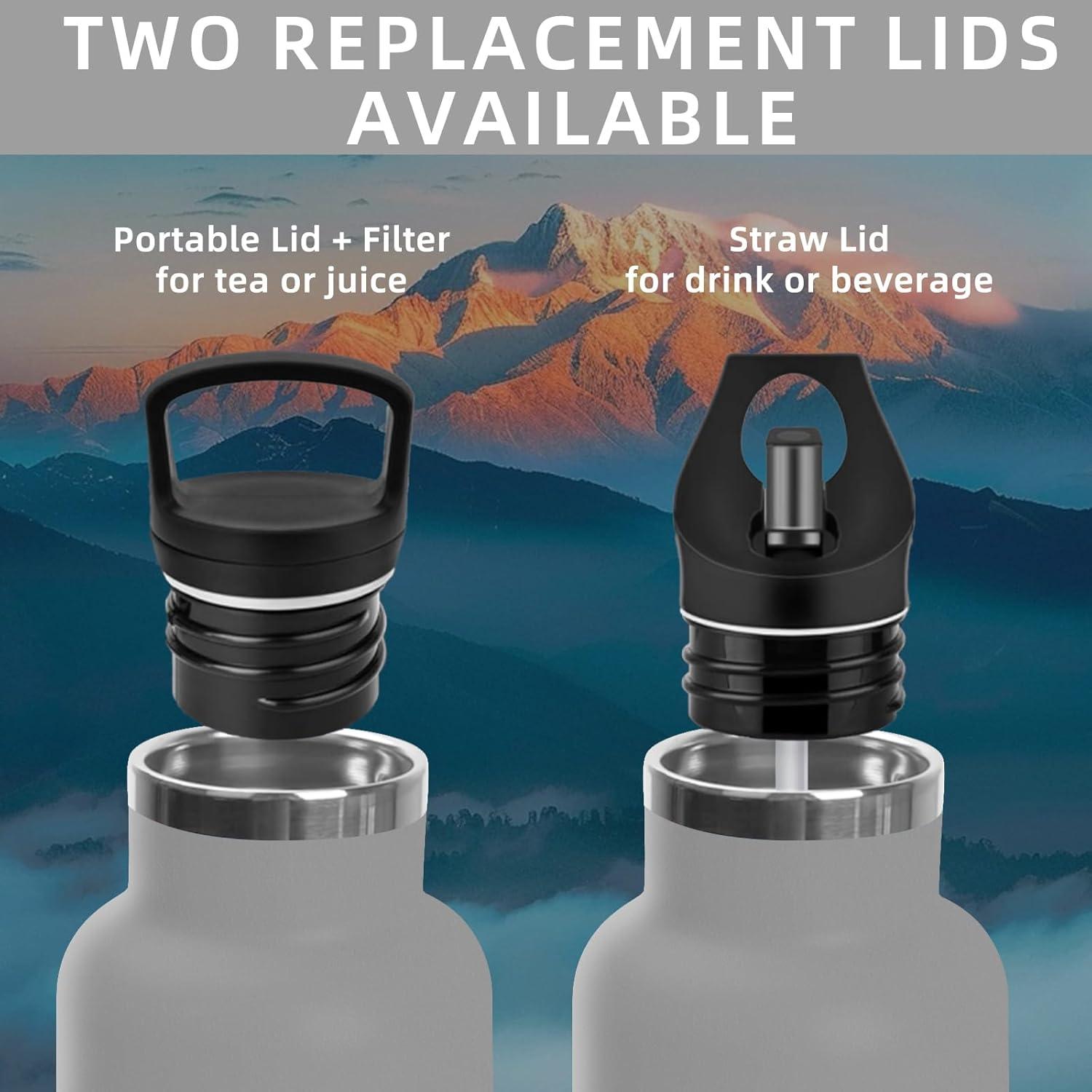 image:imageBouteille deau isotherme en acier inoxydable sans BPA pour le sport le camping et la randonne 1 lGris