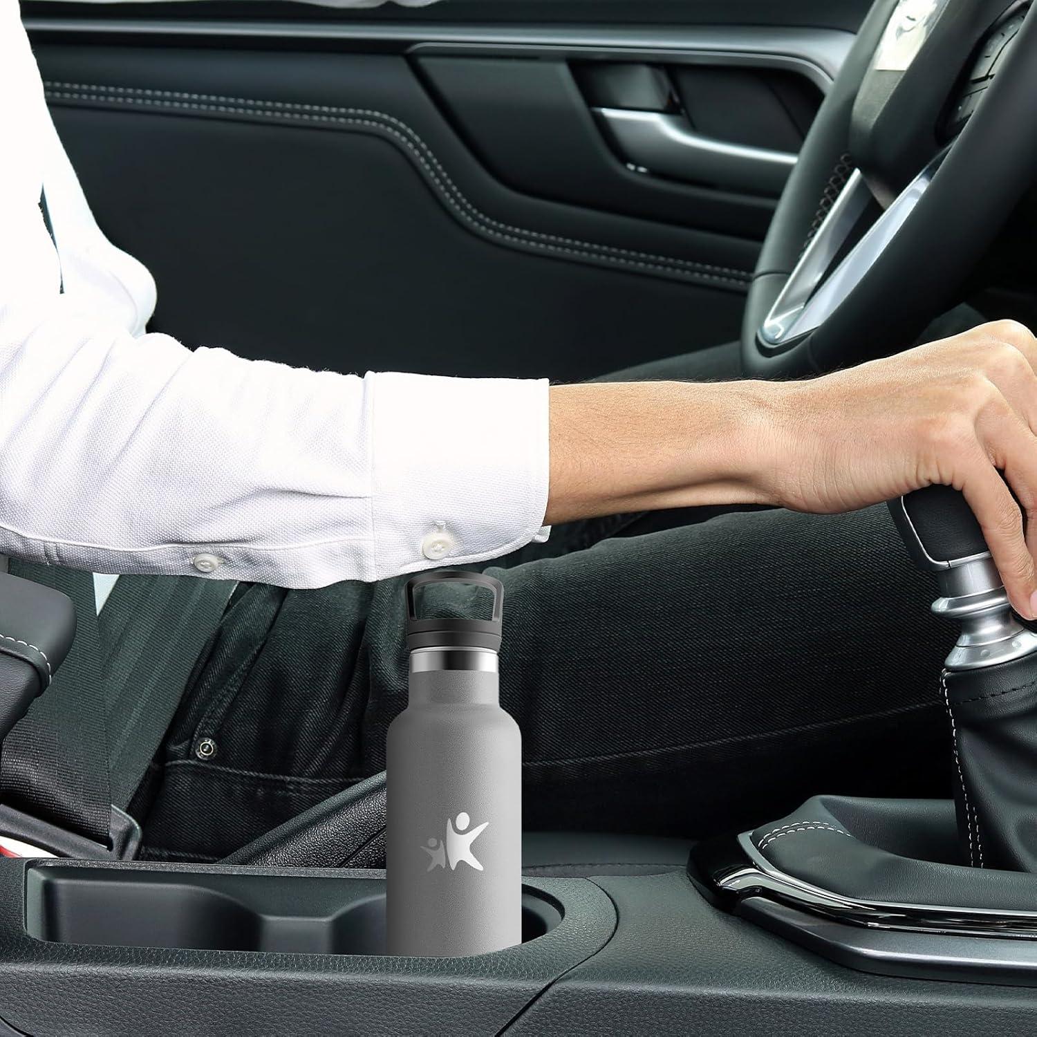 image:imageBouteille deau isotherme en acier inoxydable sans BPA pour le sport le camping et la randonne 1 lGris