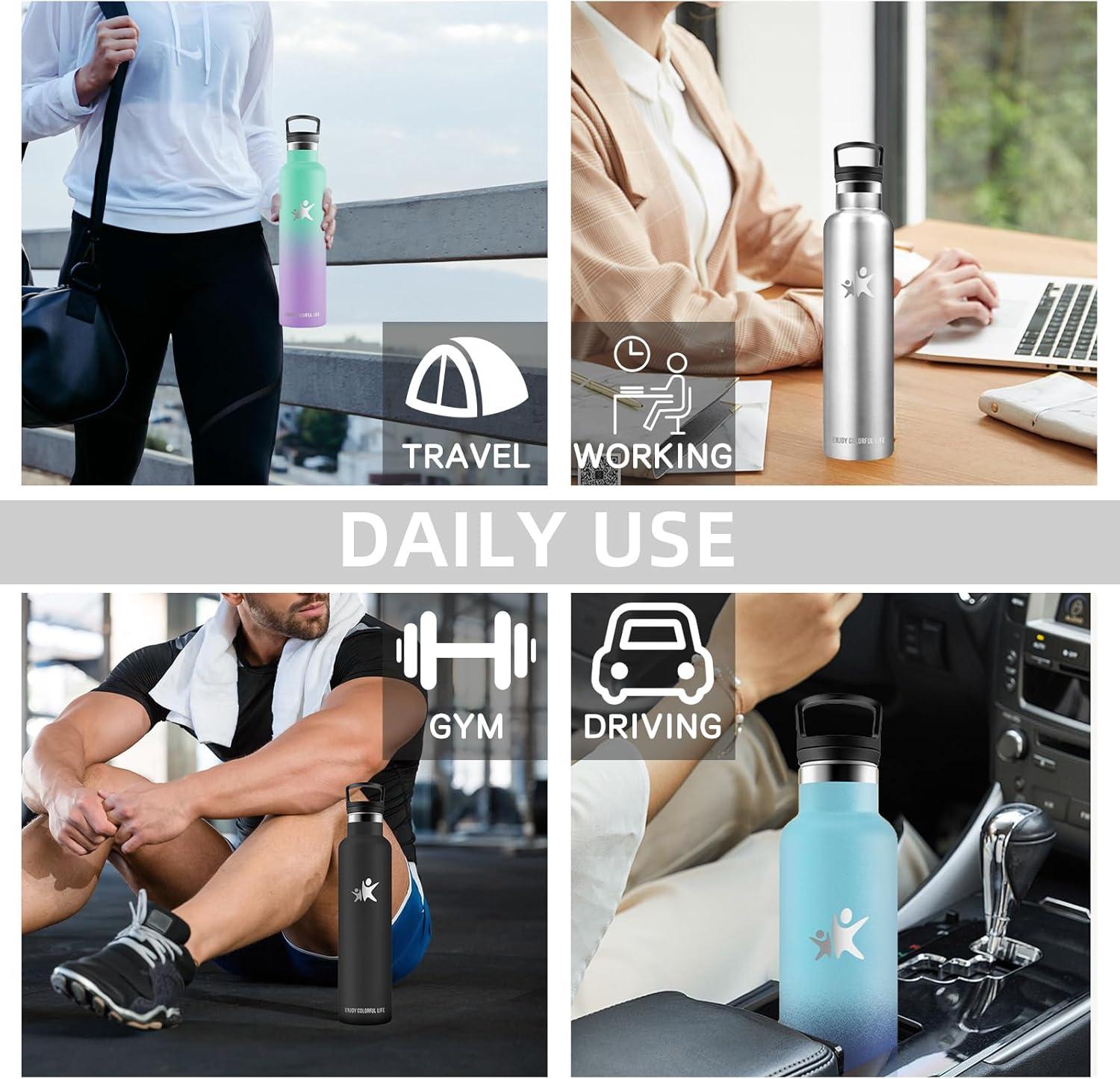 image:imageBouteille deau isotherme en acier inoxydable sans BPA pour le sport le camping et la randonne 1 lInoxydable