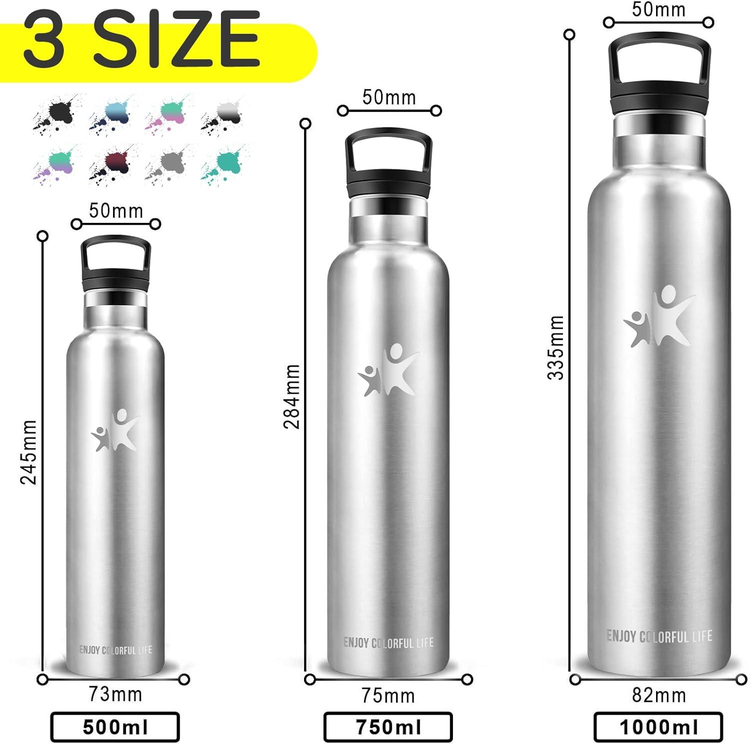 image:imageBouteille deau isotherme en acier inoxydable sans BPA pour le sport le camping et la randonne 1 lInoxydable