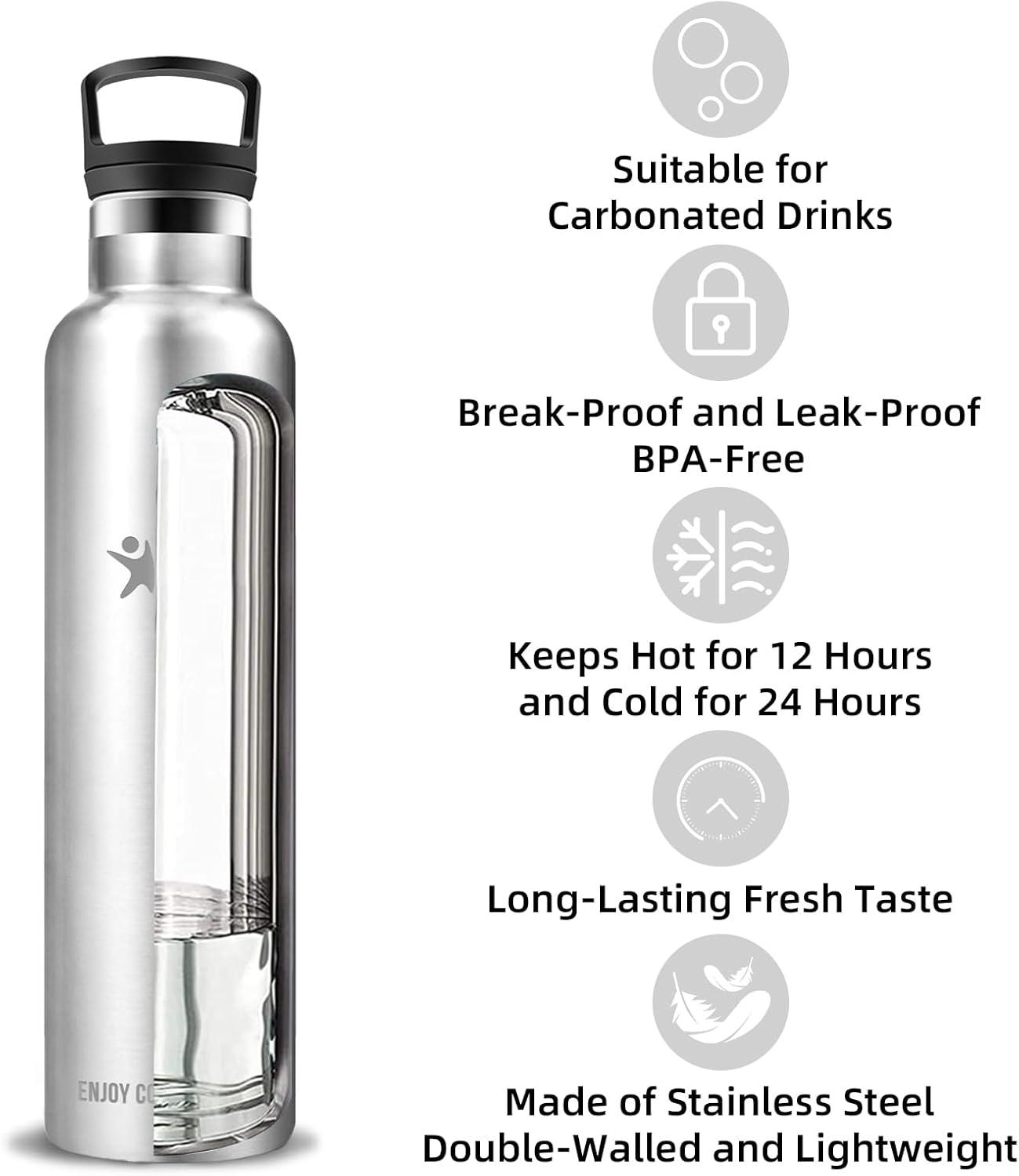 image:imageBouteille deau isotherme en acier inoxydable sans BPA pour le sport le camping et la randonne 1 lInoxydable