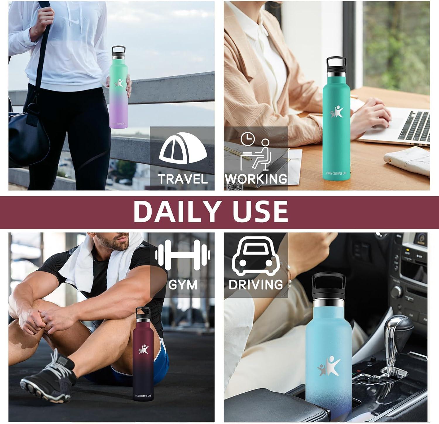 image:imageBouteille deau isotherme en acier inoxydable sans BPA pour le sport le camping et la randonne 1 lRougenoir