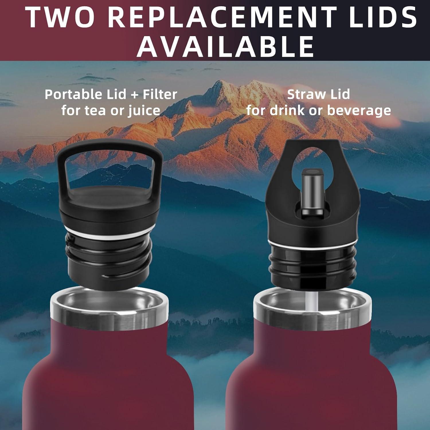 image:imageBouteille deau isotherme en acier inoxydable sans BPA pour le sport le camping et la randonne 1 lRougenoir